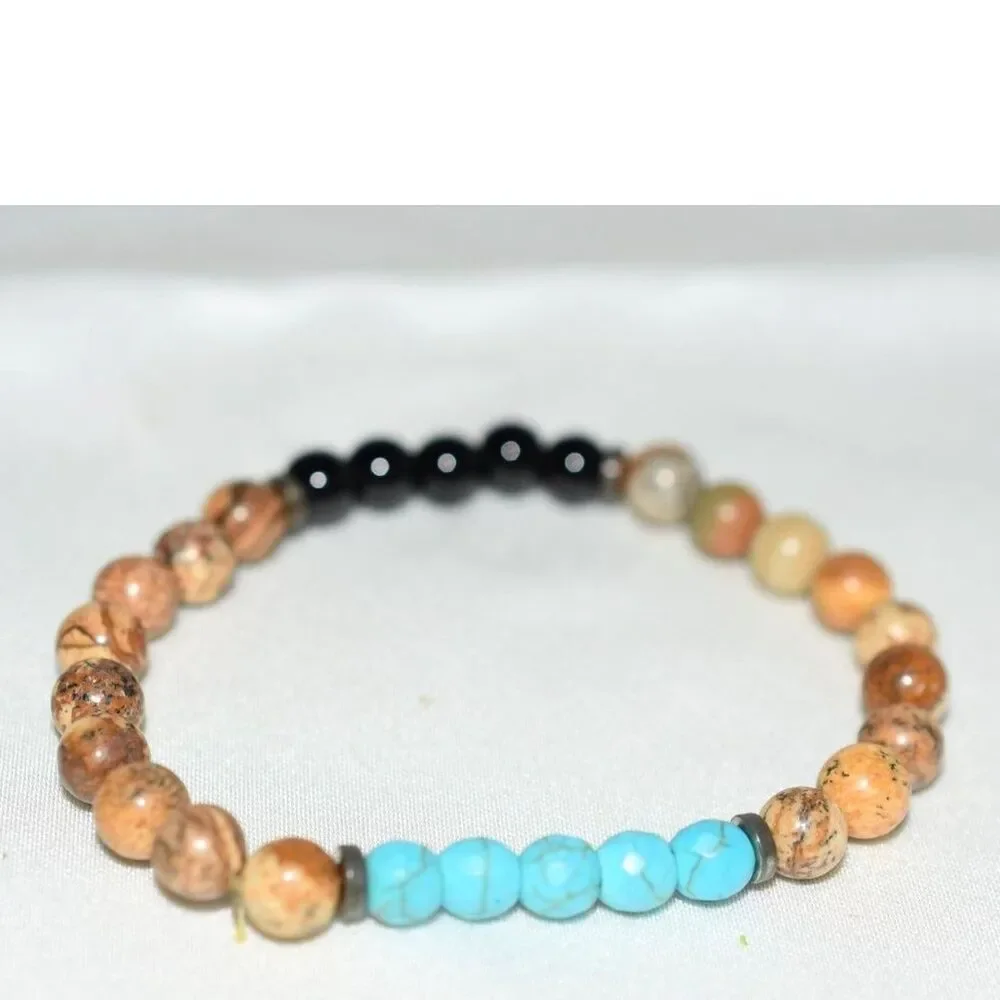 Wellness/Health Jasper Black Agate Faux Turquoise Beads 5